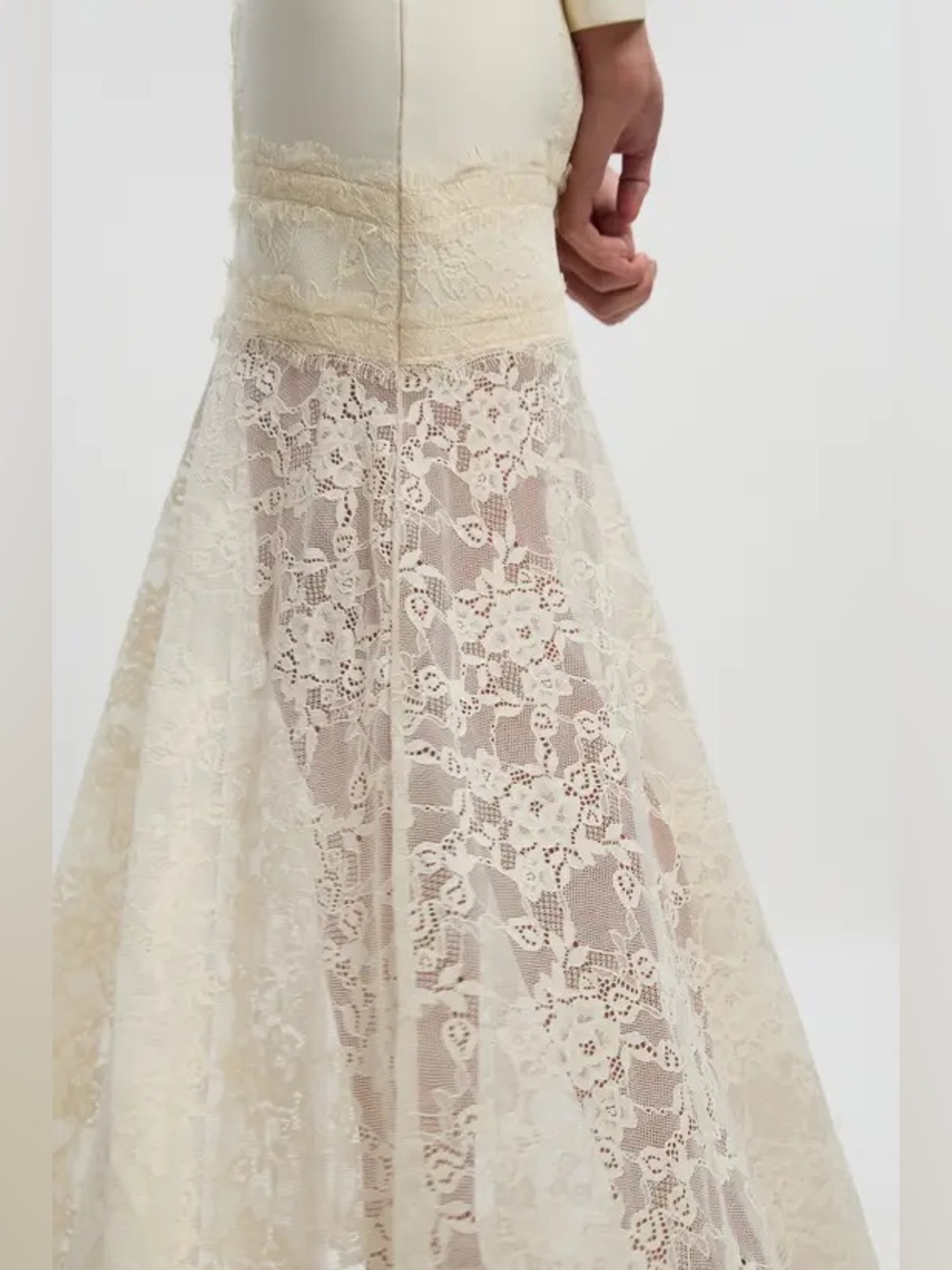 Karen Millen- ivory off white Lace Midi Maxi long sleeve stretchy bandage Dress - Picture 7 of 7
